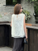 Flocked Jacquard Layered-Look Top（Z2207）