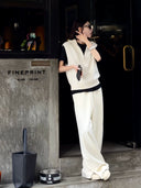 Textured Elastic Waist Relaxed Pants（Z1162）
