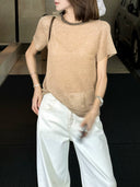 Vintage Contrast Trim Paneled T-Shirt（Z3159）