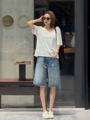 Soft Frayed Hem Denim Jeans（Z3128）