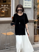 เสื้อยืดคอกลมผ่าข้างสีดำ (Z2100)