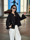 Collarless Cuff Detail Casual Jacket（Z3514）