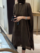Vintage Slit Hem Midi Sweater Dress（Z3486）