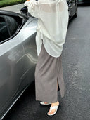 Textured Elastic Waist Midi Skirt（Z3416）