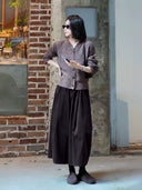 Vintage Crew Neck Textured Sweater（Z2541）