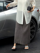 Textured Elastic Waist Midi Skirt（Z3416）