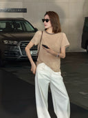 Vintage Contrast Trim Paneled T-Shirt（Z3159）
