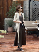 [Pre order] Round Neck Vest Long Dress（Z2068）