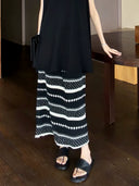 Diamond Pattern Color Block Midi Skirt（Z3293）