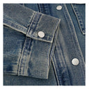 Distressed Contrast Collar Multi-Pocket Denim Jacket（Z3599）