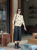 Color Block Polka Dot Knit Cardigan（Z3704）