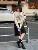 Watercolor Floral Lightweight Sweater（Z3656）