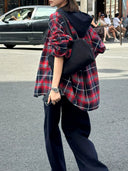 Vintage Plaid Hooded Shirt Jacket（Z3510）