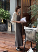 [Pre order] Round Neck Vest Long Dress（Z2068）