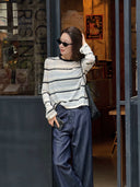 เสื้อครอปสเวตเตอร์ลายทาง (Z3345)
