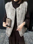 เสื้อกั๊กขนมิงค์แท้ถักทอดีไซน์หรูหรา (Z3529)