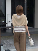 Áo Cardigan Dệt Kim Cài Nút Một Hàng Viền Tương Phản (Z3129)
