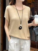 Rolled Hem Crew Neck Knit Top（Z2014）