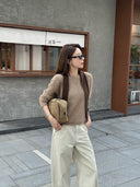 เสื้อสเวตเตอร์ผ้าถักลายวาฟเฟิลคอกลม (Z3668)