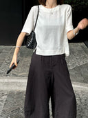 Crew Neck Slit Back Design Top（Z3431）