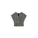 Checkered V-Neck Short-Sleeve Crop Top