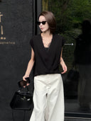 เสื้อท่อนบนคอวีผสมลูกไม้ (Z2167)
