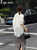 Textured Elastic Waist Midi Skirt（Z3416）