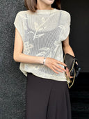 Reversible Twist Floral Knit Top（Z3376）