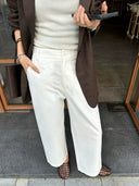 Semi-Elastic Waist Cropped Casual Trousers（Z3361）