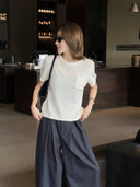 Single-Pocket Back-Slit Knit Top（Z3228）