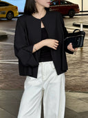 Collarless Cuff Detail Casual Jacket（Z3514）