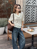 Cowl Neck Drapey Knit Top（Z3533）