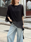 Irregular Hem Cape-Style French Top（Z3455）