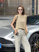 เสื้อกั๊กไหมพรมคอกลมชายหน้าสั้นหลังยาว (Z3456)