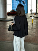 Collarless Cuff Detail Casual Jacket（Z3514）
