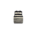 [Pre order] Striped Hollow Knit Round Neck Vest
