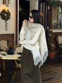 Checked Boat Neck Knit Top（Z3611）
