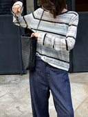 เสื้อครอปสเวตเตอร์ลายทาง (Z3345)
