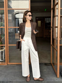 Semi-Elastic Waist Cropped Casual Trousers（Z3361）