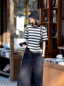 Contrast Stripe Short-Sleeve Top（Z3321）