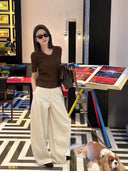 เสื้อยืดแขนสั้นผ้าถักลายร่องใหญ่ (Z3474)