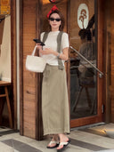 Frayed Hem Denim Skirt（Z3113）
