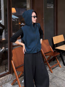 Solid Hooded Button Knit Vest（Z3561）