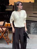 Minimalist Zip-Up Knit Cardigan（Z2542）