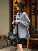 [Pre order] Loose Fit Plaid Shirt with Turn-Down Collar