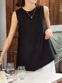 เสื้อแขนกุดจีบพลีทไม่สม่ำเสมอ (Z2276)