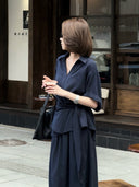 Sapphire Blue Tie-Waist Top（Z2201）