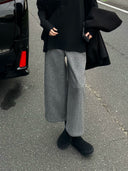 Marled Wide Leg Cropped Pants（Z3778）