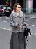 Detachable Fur Collar Sweater Outerwear（Z2744）