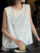 Flocked Jacquard Layered-Look Top（Z2207）